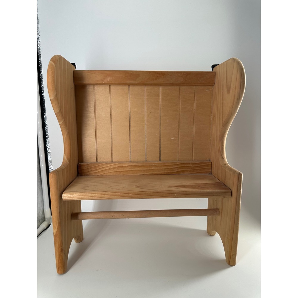 Handmade Rustic Pine Wood Settle Bench Wall Shelf Farmhouse Wingback Display